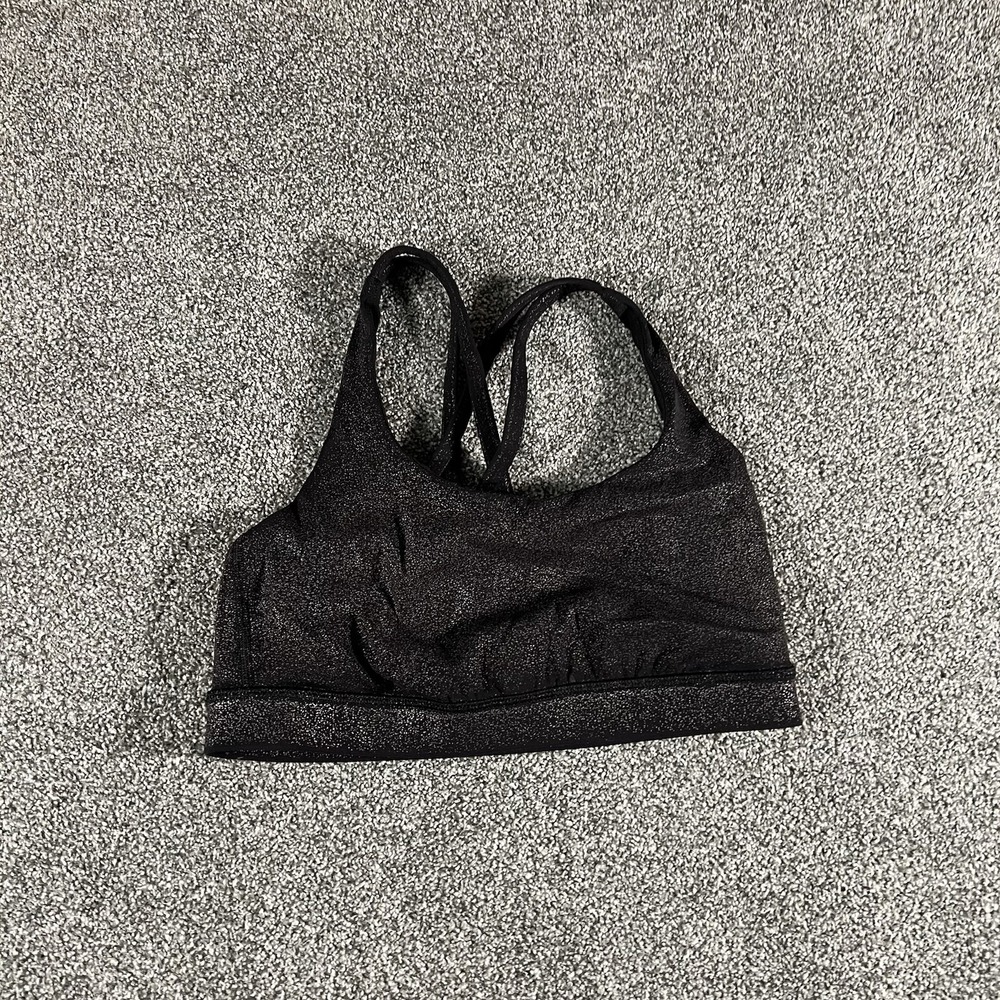 Lululemon Black Reflective Speckle Sports Bra Medium Support Women’s Size 6